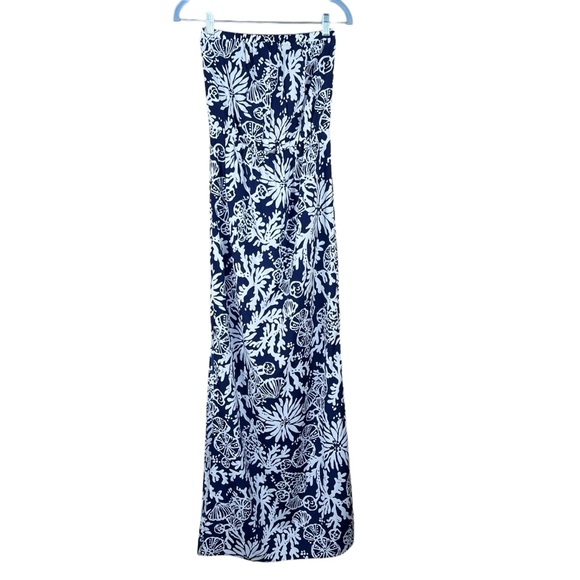 Lilly Pulitzer Women’s Navy & White Strapless Maxi w/High Slits on the Sides S - Picture 14 of 14